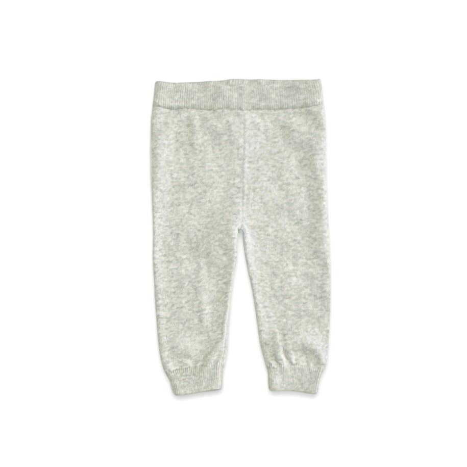 Frenchie Puppy Jacquard Knit Baby Pullover + Pants Organic: Pearl Grey Heather - Bossy Beans