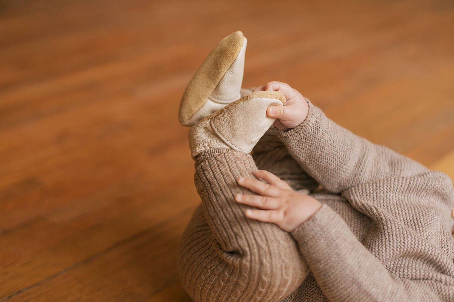 Gender Neutral Baby Moccs in Cream - Bossy Beans