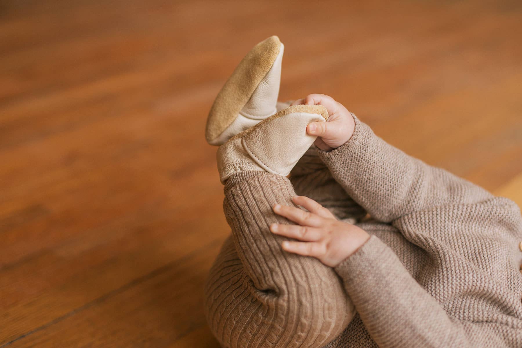 Gender Neutral Baby Moccs in Cream - Bossy Beans