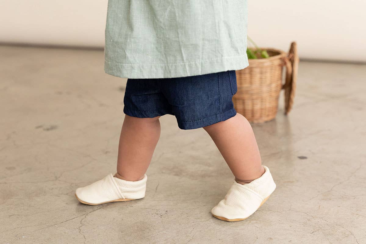 Gender Neutral Baby Moccs in Cream - Bossy Beans