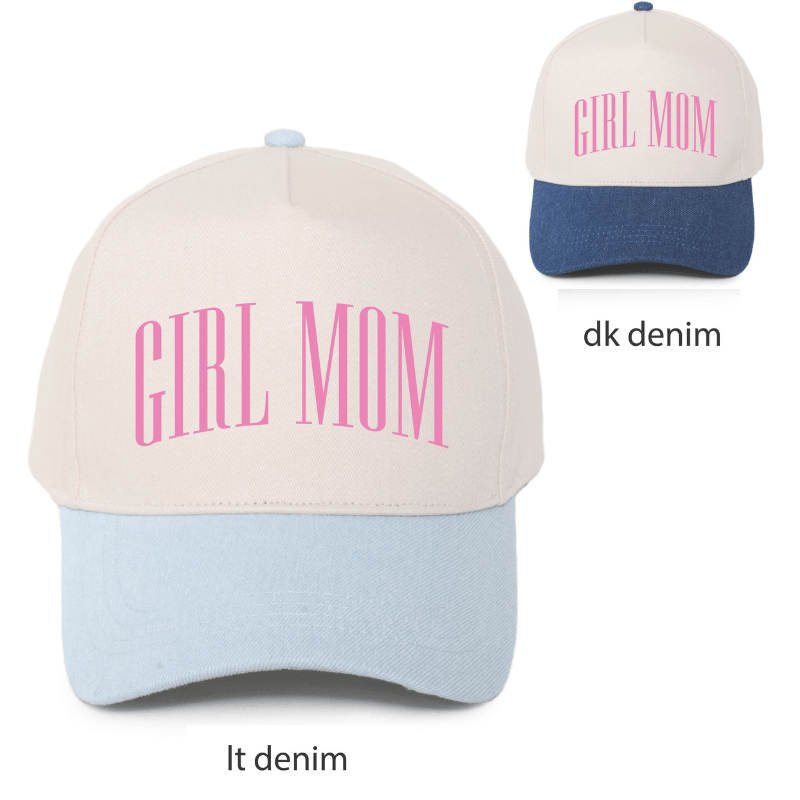 GIRL MOM embroidery Two Tone 5 Panel Baseball Cap - Bossy Beans
