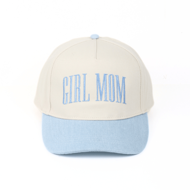 GIRL MOM embroidery Two Tone 5 Panel Baseball Cap - Bossy Beans