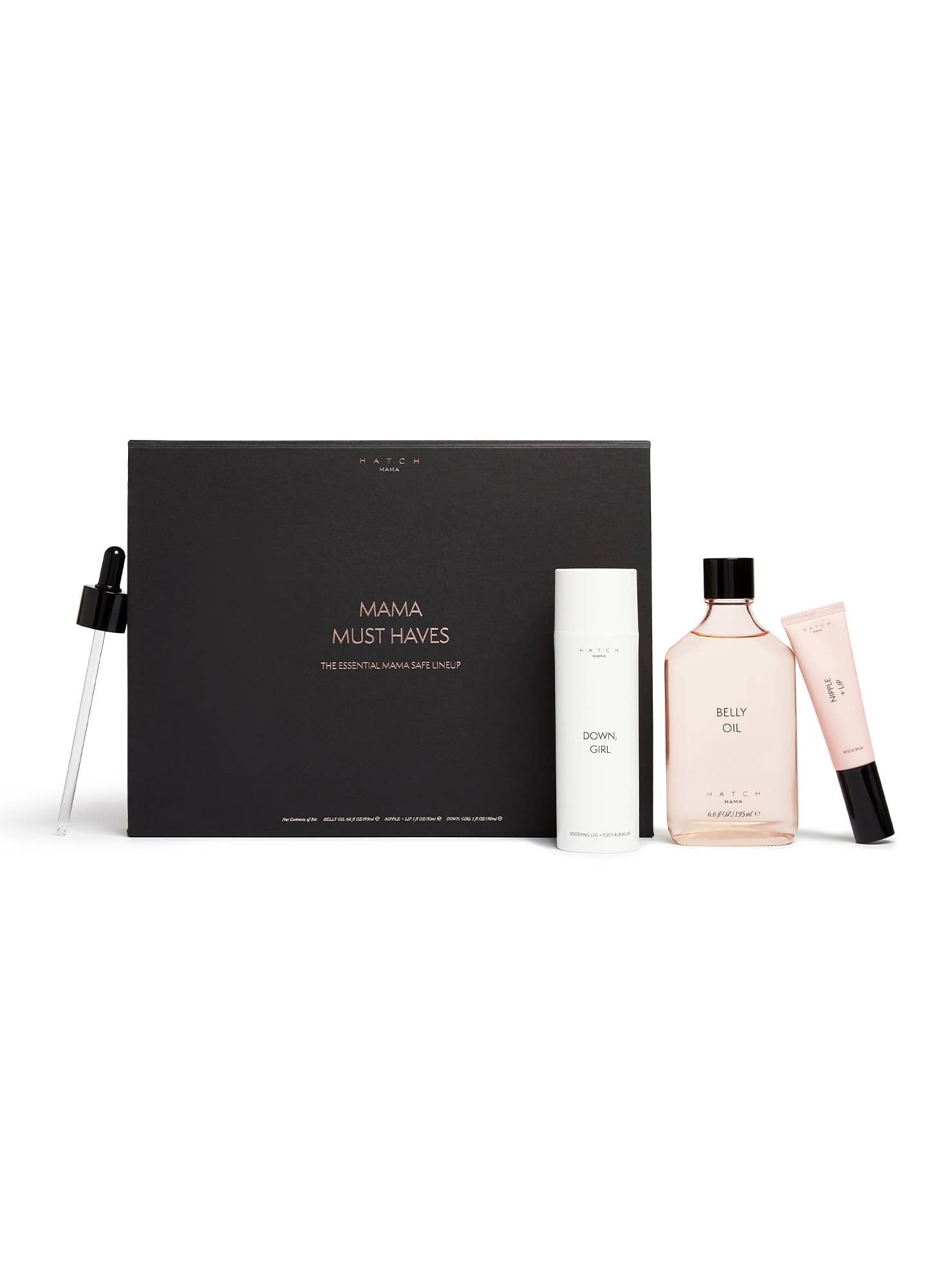 HATCH Collection - Mama Must Haves Gift Set- Belly Oil, Nipple+Lip & Down, Girl - Bossy Beans