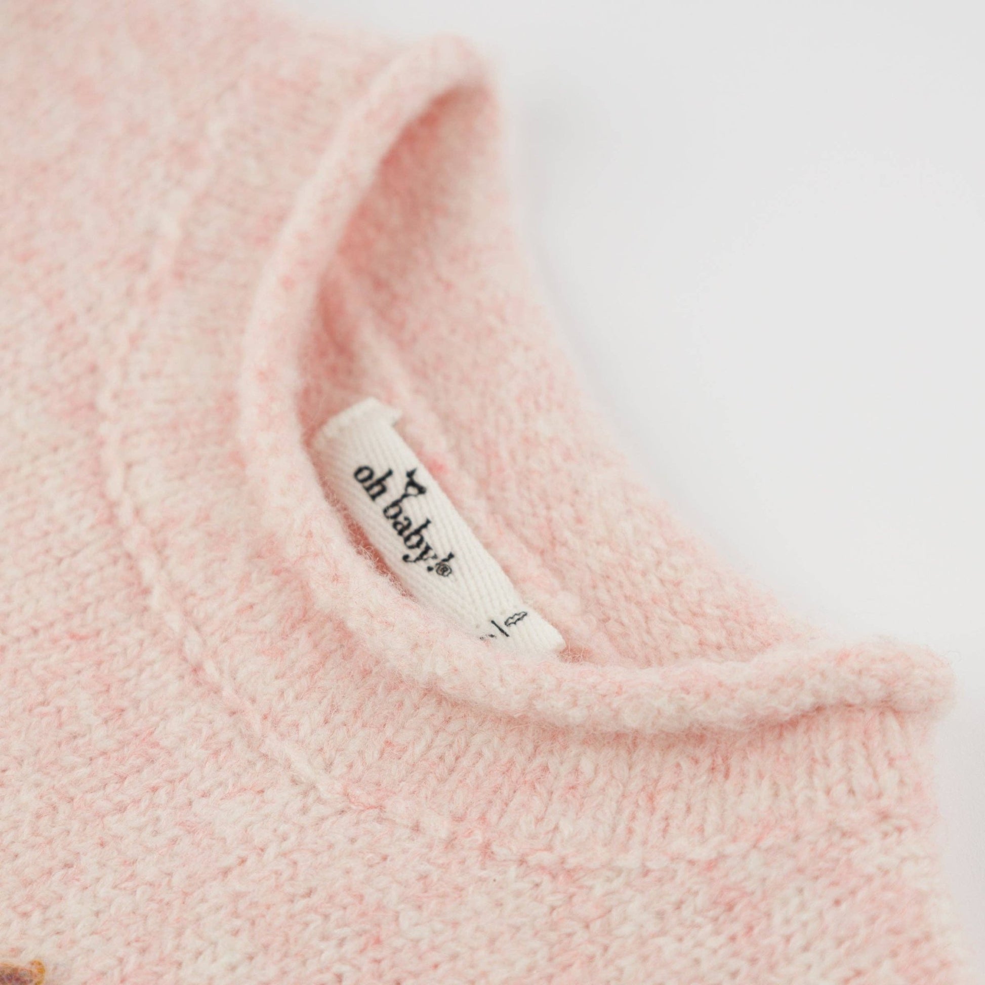 Heather Knit Roll - Edge Sweater - Grandma Loves Me (Pink) - Bossy Beans