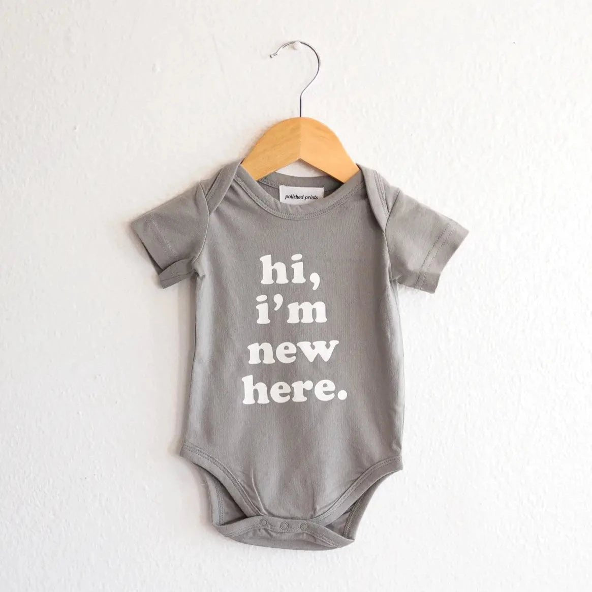 Hi I'm New Here Onesie - Moon Mist - Bossy Beans