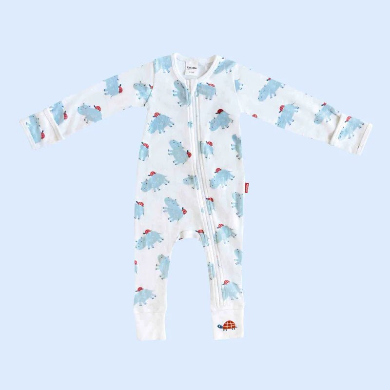 Hippo & Turtle Organic Baby Zip Romper - Bossy Beans