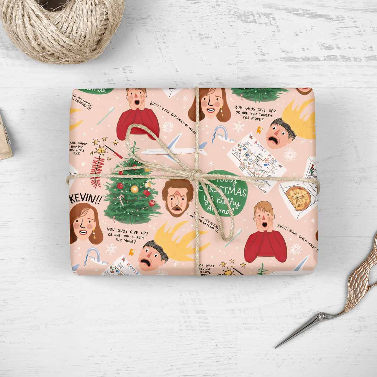 Home Alone Wrapping Paper - 3 Sheet Roll - Bossy Beans