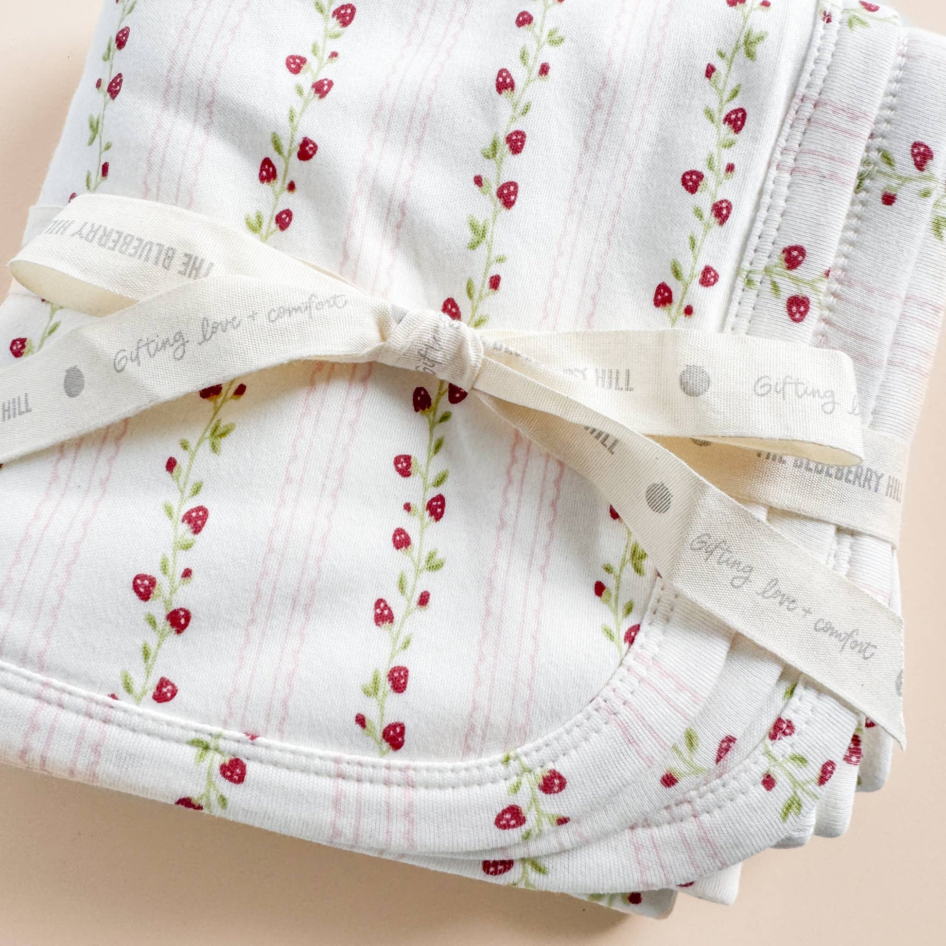 Hooded Towel Strawberry Organic Cotton Stripe Newborn Gift - Bossy Beans