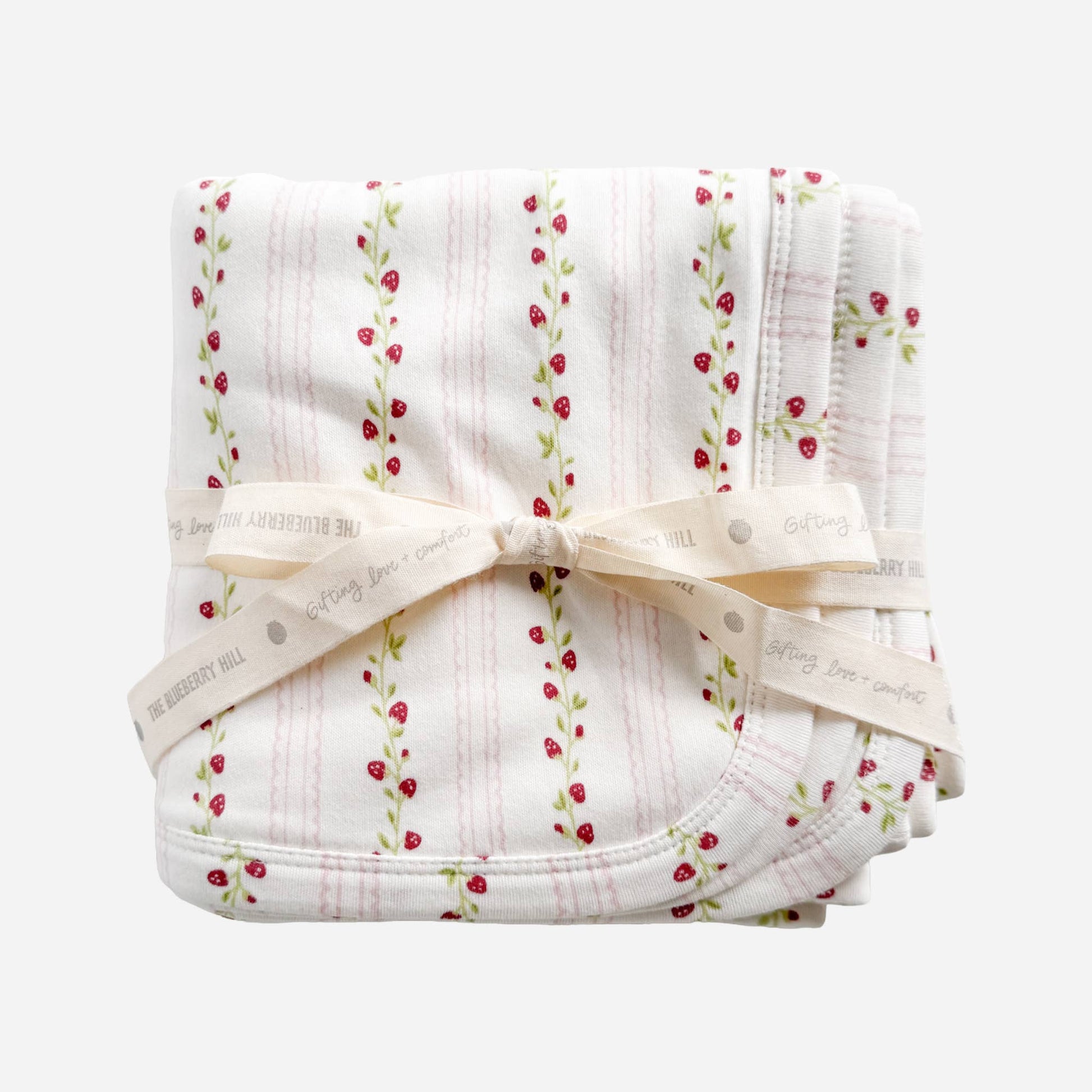 Hooded Towel Strawberry Organic Cotton Stripe Newborn Gift - Bossy Beans