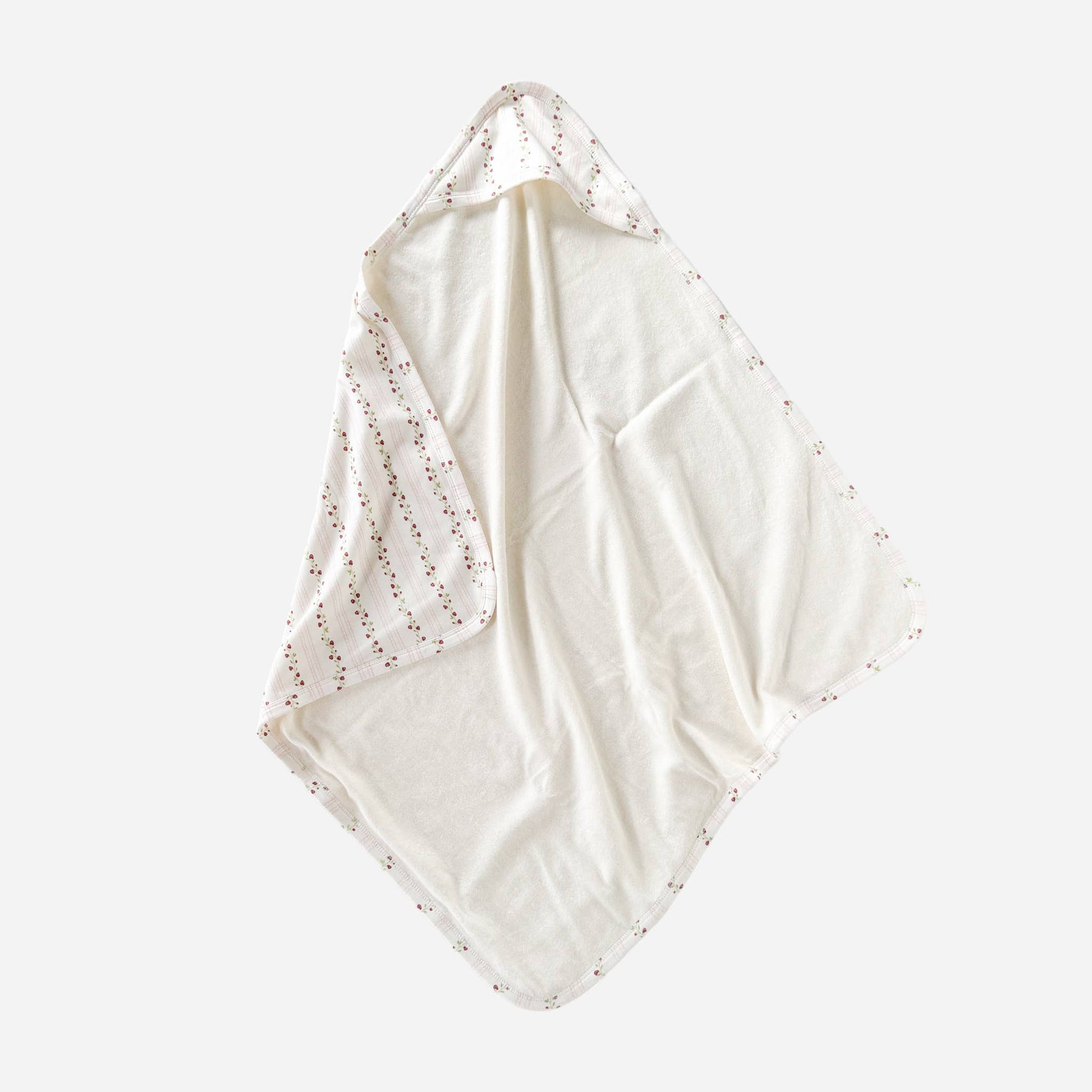 Hooded Towel Strawberry Organic Cotton Stripe Newborn Gift - Bossy Beans