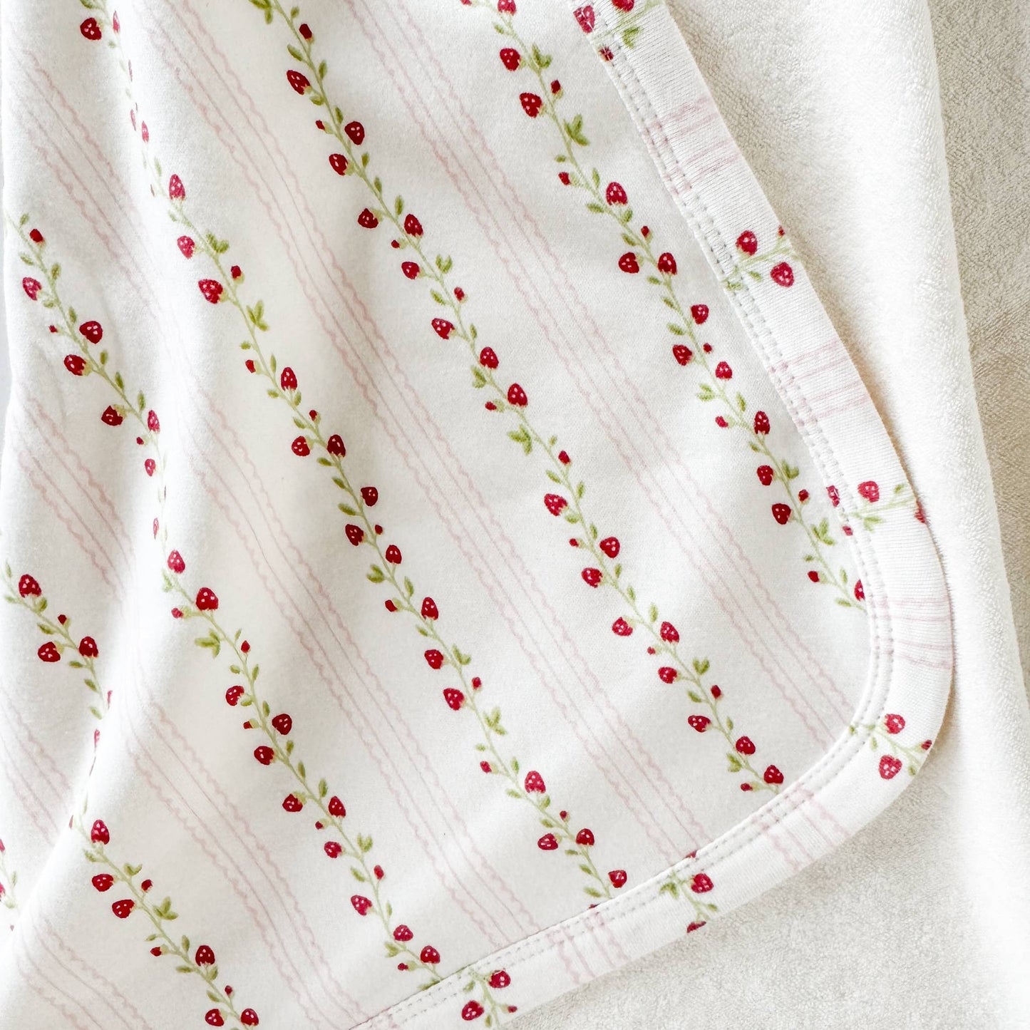 Hooded Towel Strawberry Organic Cotton Stripe Newborn Gift - Bossy Beans