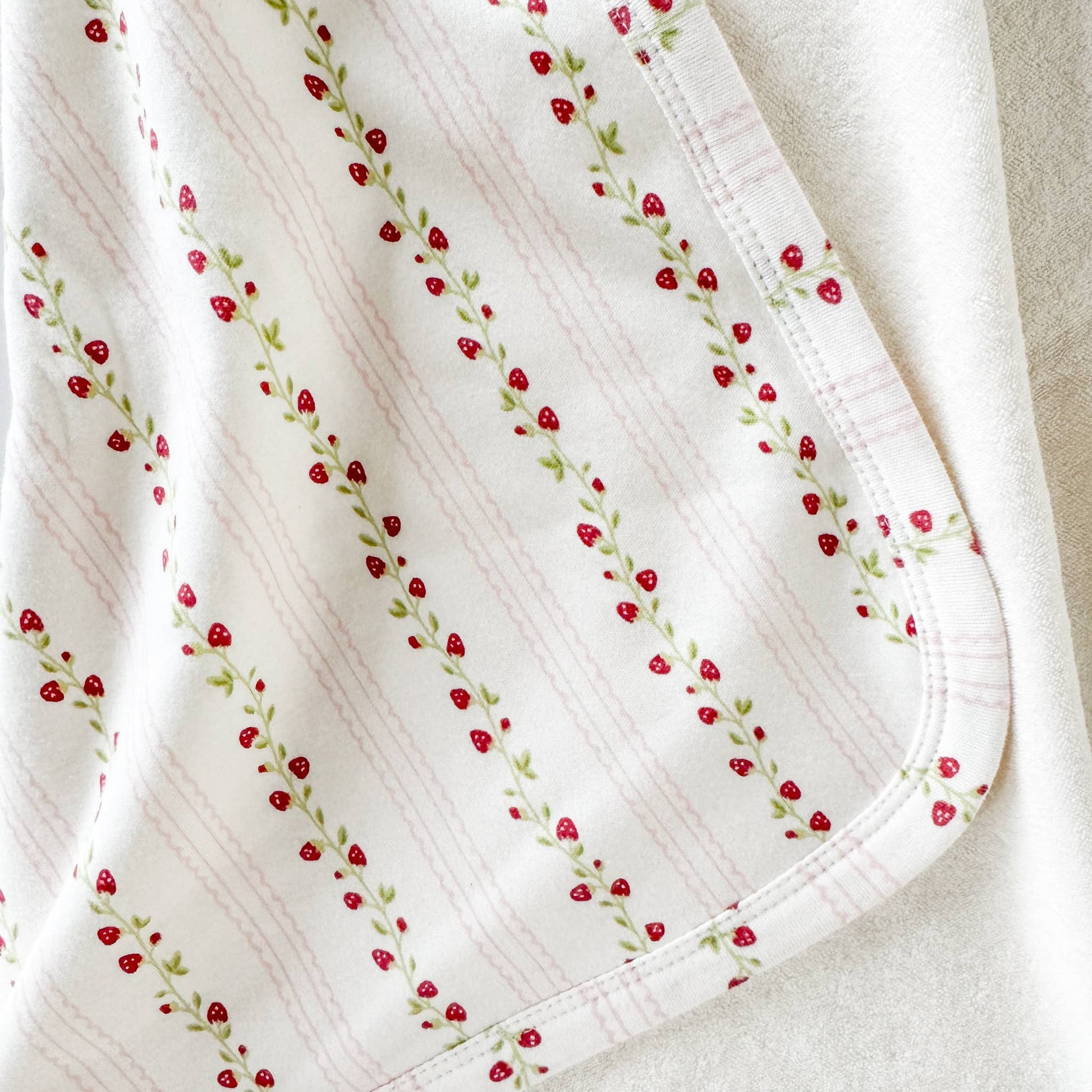 Hooded Towel Strawberry Organic Cotton Stripe Newborn Gift - Bossy Beans