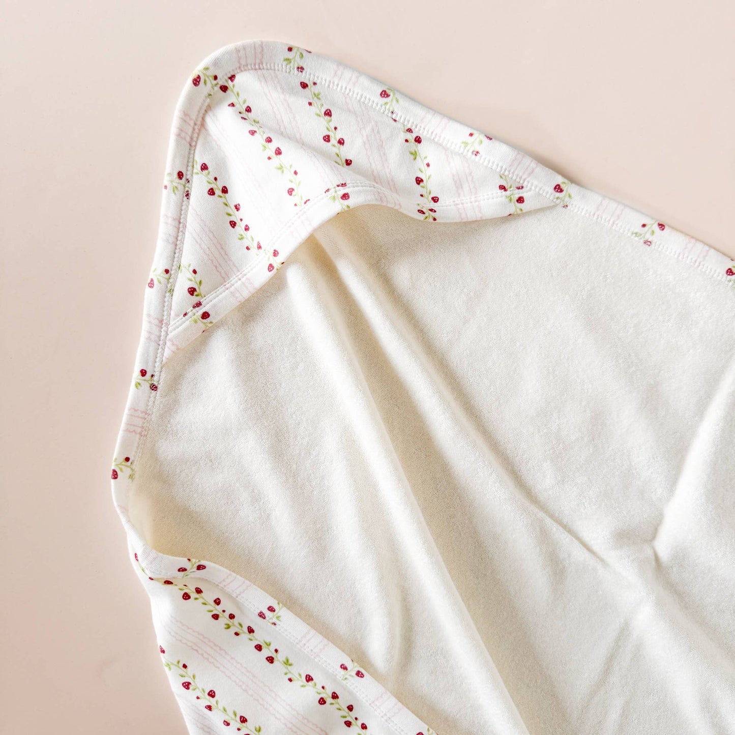 Hooded Towel Strawberry Organic Cotton Stripe Newborn Gift - Bossy Beans