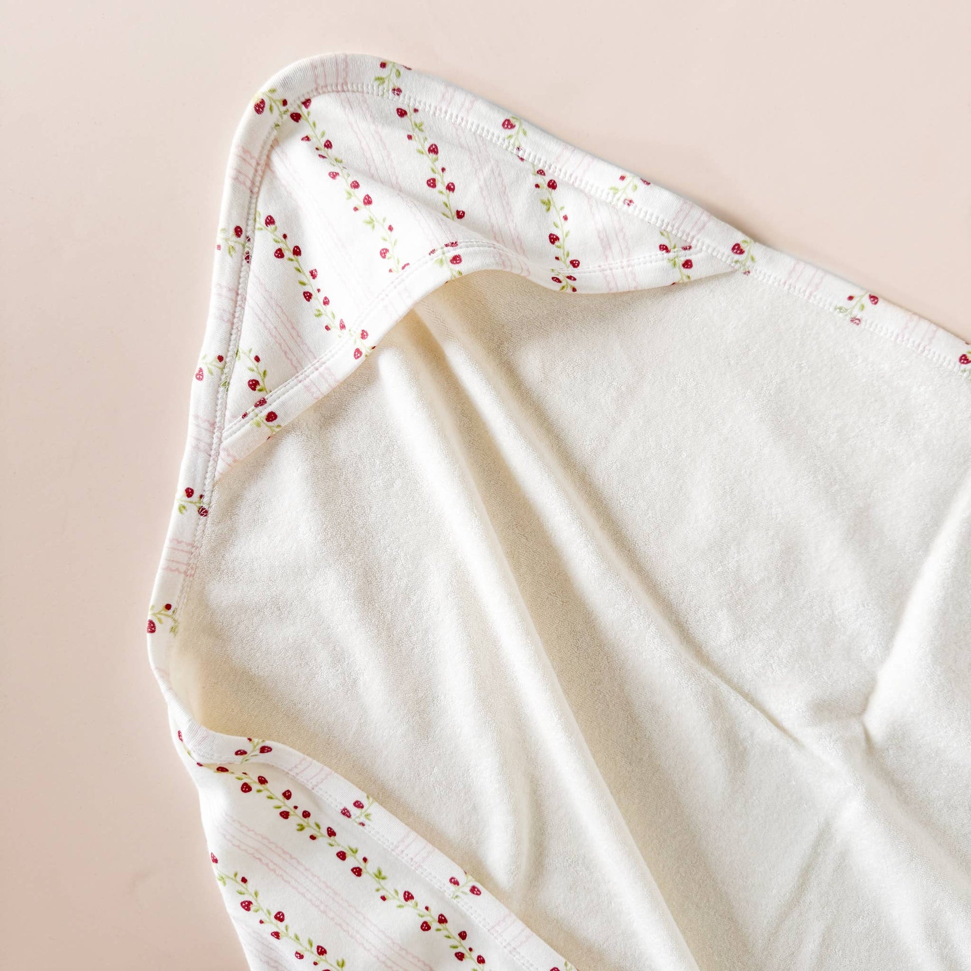 Hooded Towel Strawberry Organic Cotton Stripe Newborn Gift - Bossy Beans