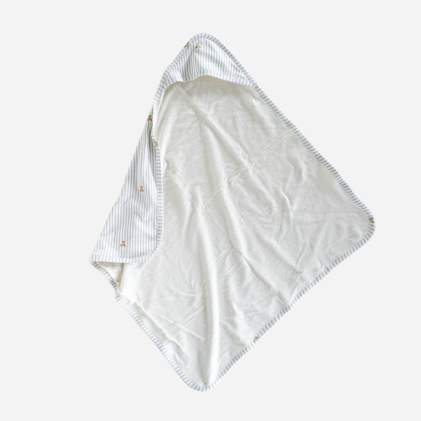 Hooded Towel Teddy Bear Stripe Newborn Organic Cotton Baby - Bossy Beans