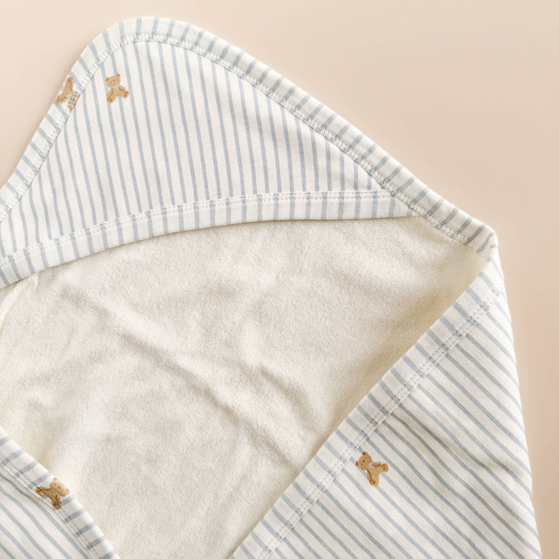 Hooded Towel Teddy Bear Stripe Newborn Organic Cotton Baby - Bossy Beans