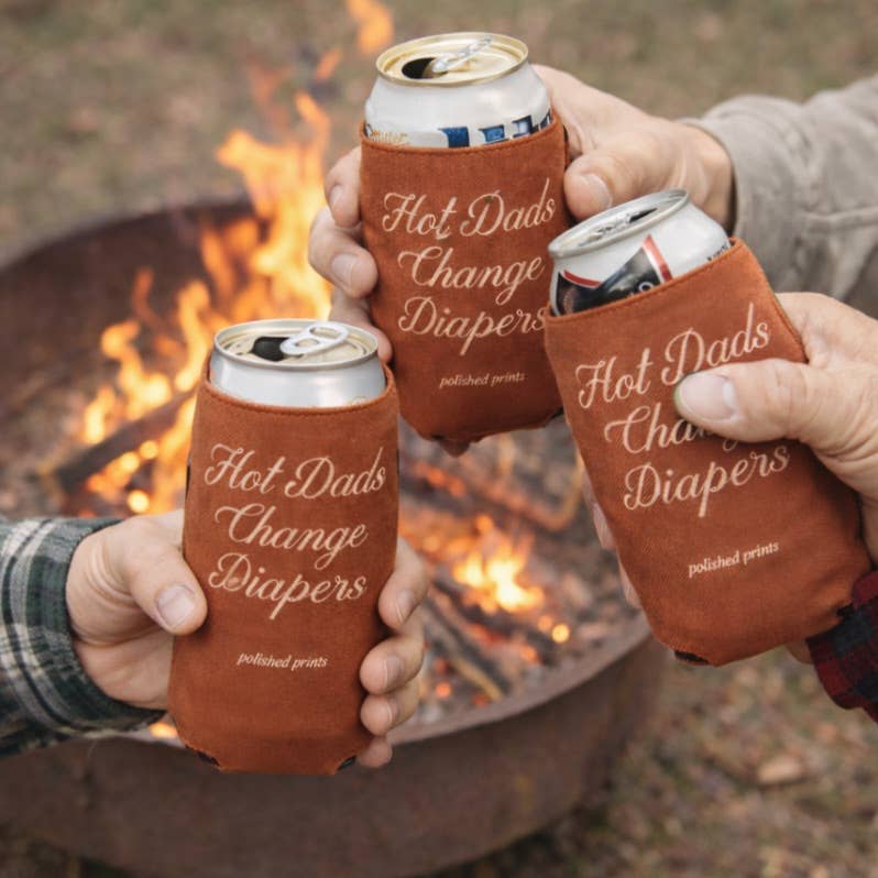 "Hot Dads Change Diapers" Can Koozie - Bossy Beans
