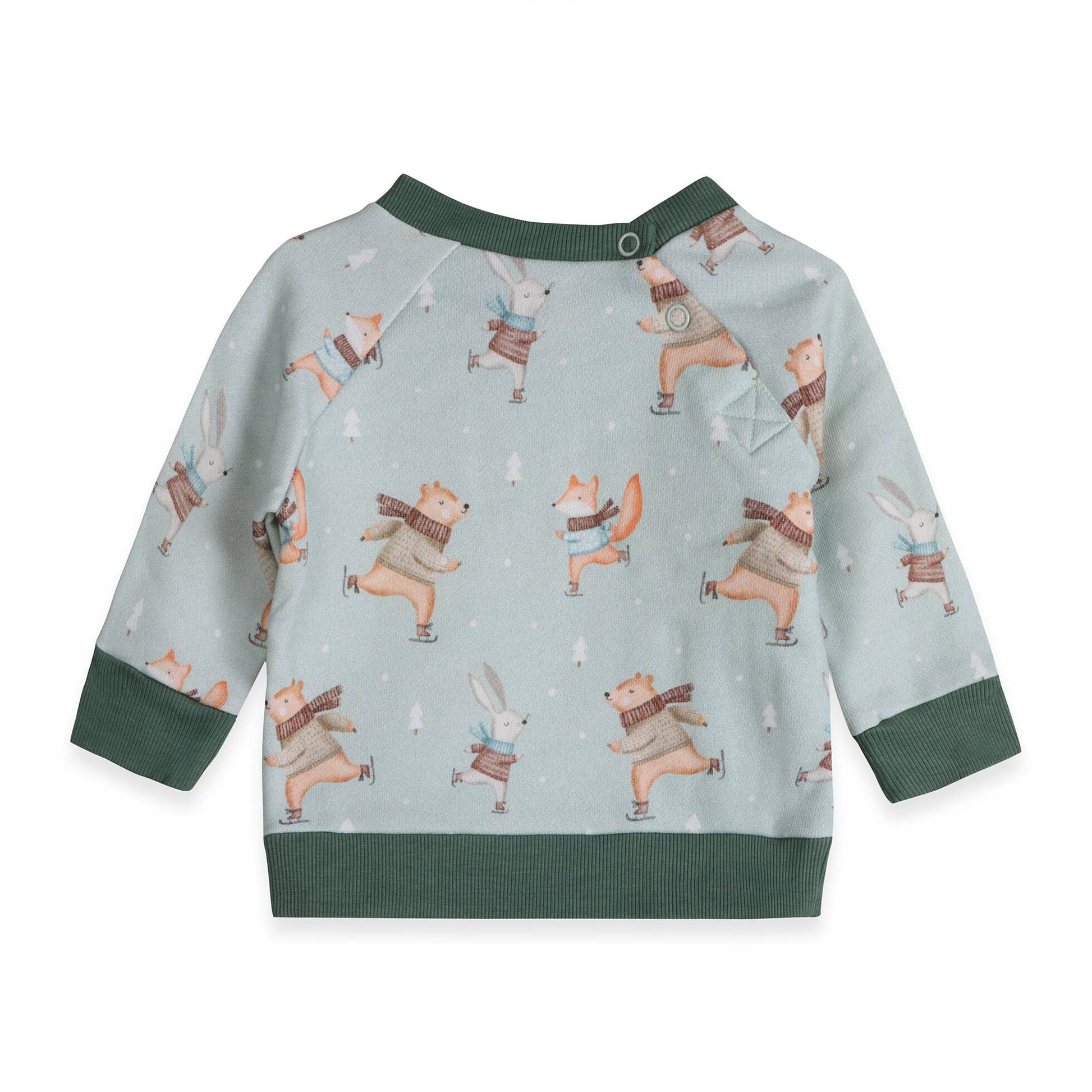 Ice Skaters Baby Sweatshirt & Pants Set (Organic Fleece): Sage - Bossy Beans