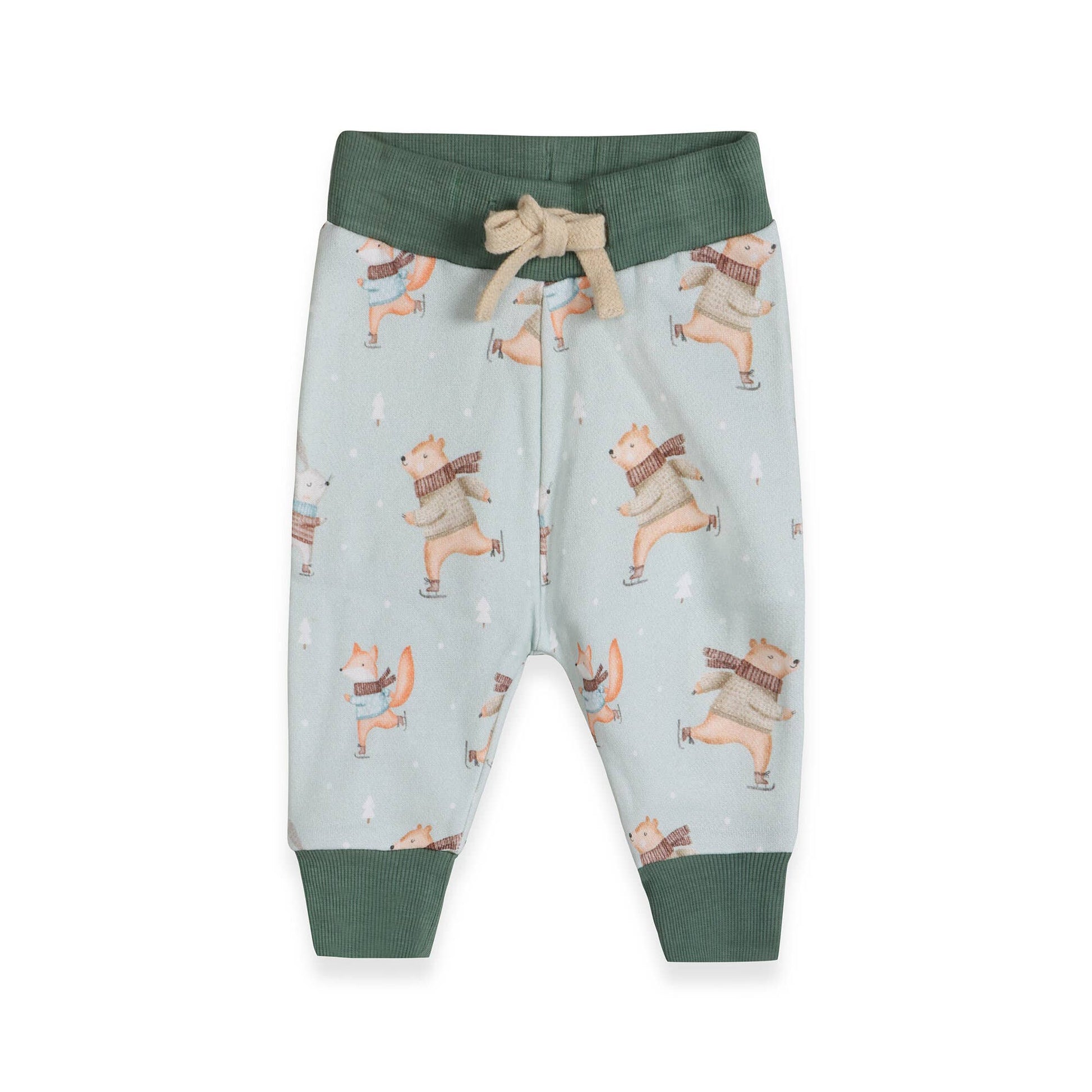Ice Skaters Baby Sweatshirt & Pants Set (Organic Fleece): Sage - Bossy Beans