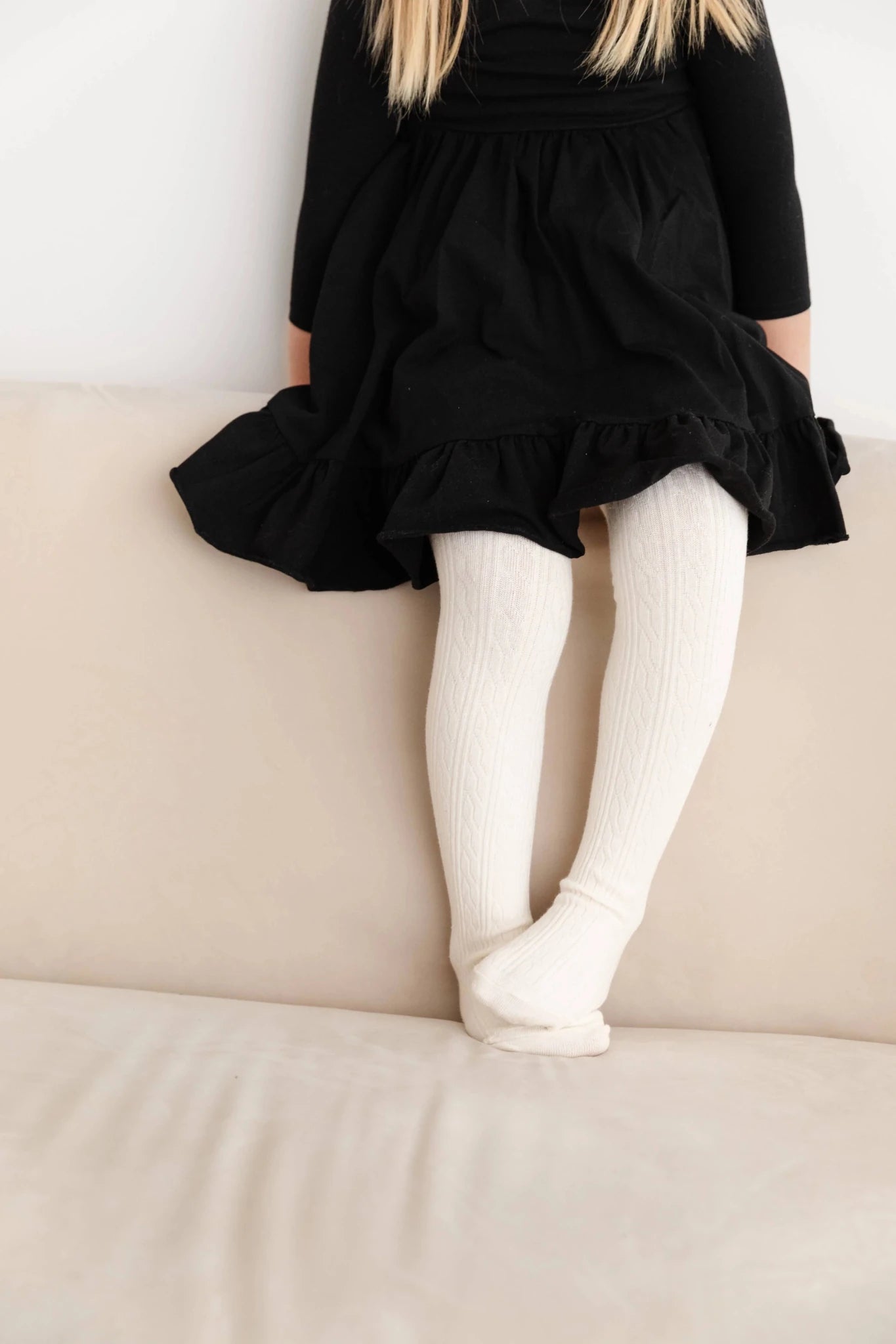Ivory Cable Knit Tights - Bossy Beans