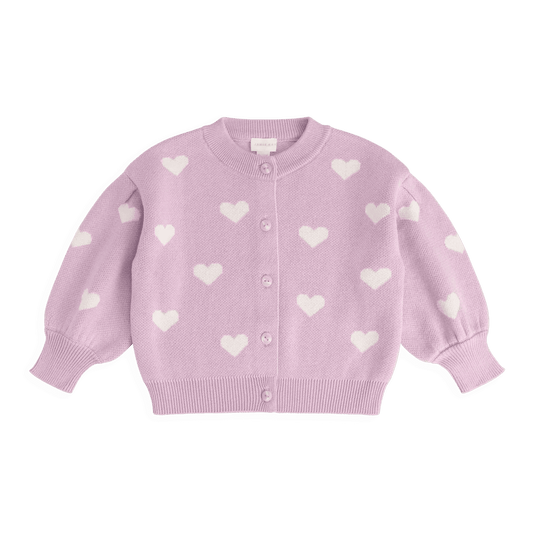 Kayla Cardigan - Kayla Heart Jacquard Orchid Dream - Bossy Beans