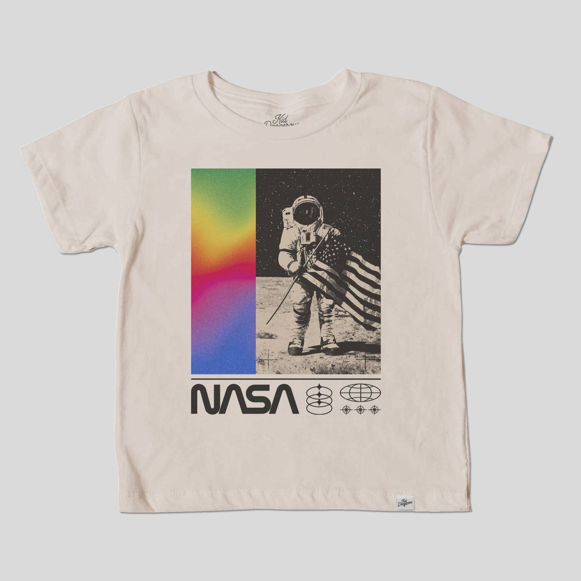 Kids NASA Astronaut Flag T-Shirt Space Graphic Tee - Bossy Beans