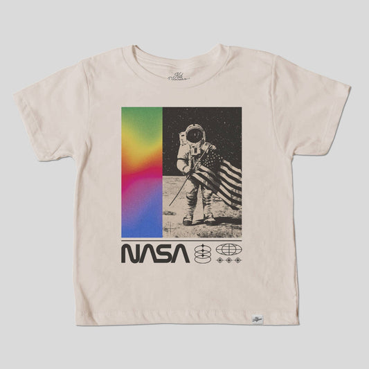 Kids NASA Astronaut Flag T-Shirt Space Graphic Tee - Bossy Beans