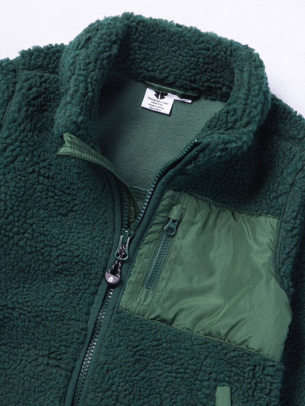 Kids Recycled Sherpa Fleece - Forest Green - Bossy Beans