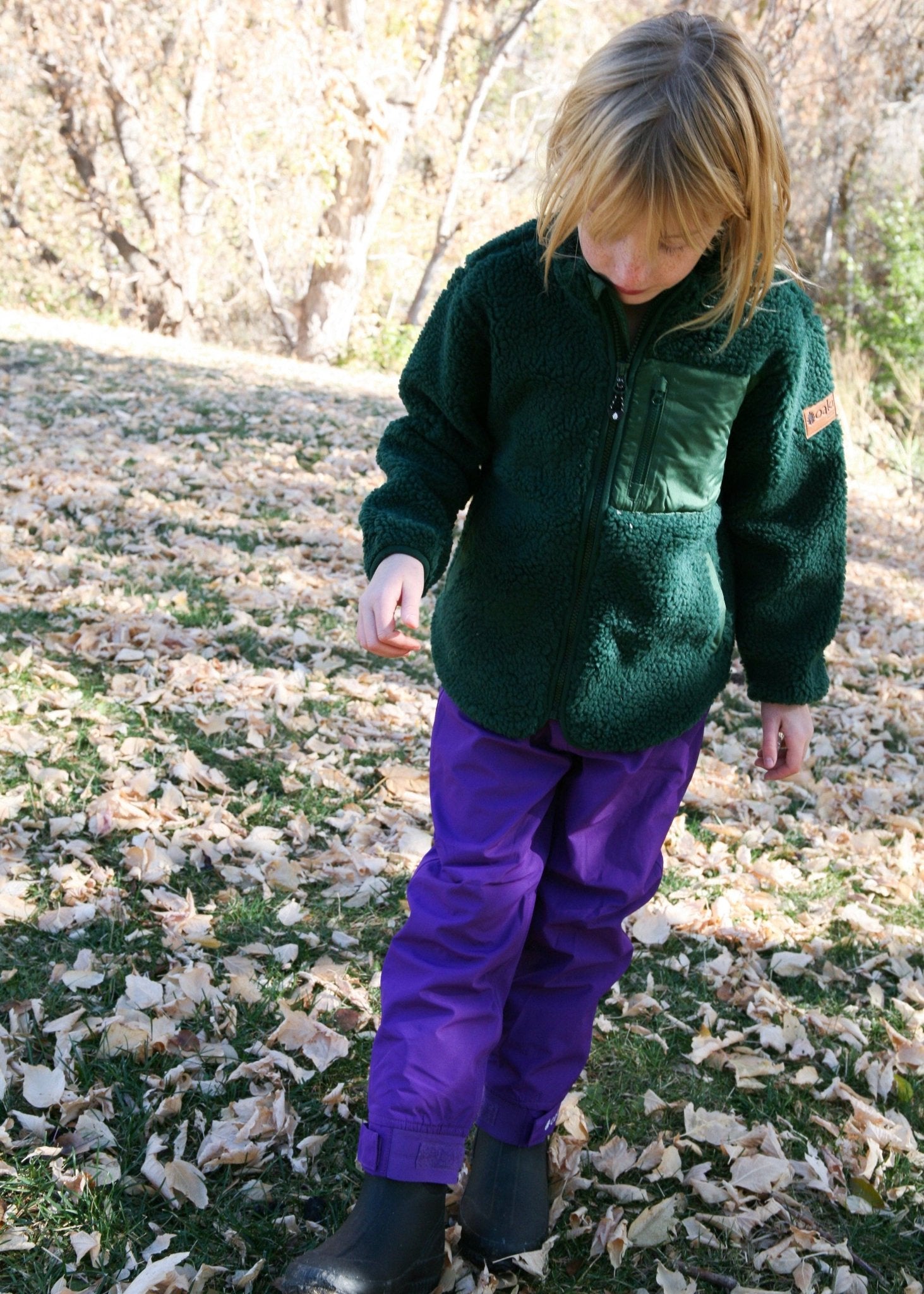 Kids Recycled Sherpa Fleece - Forest Green - Bossy Beans