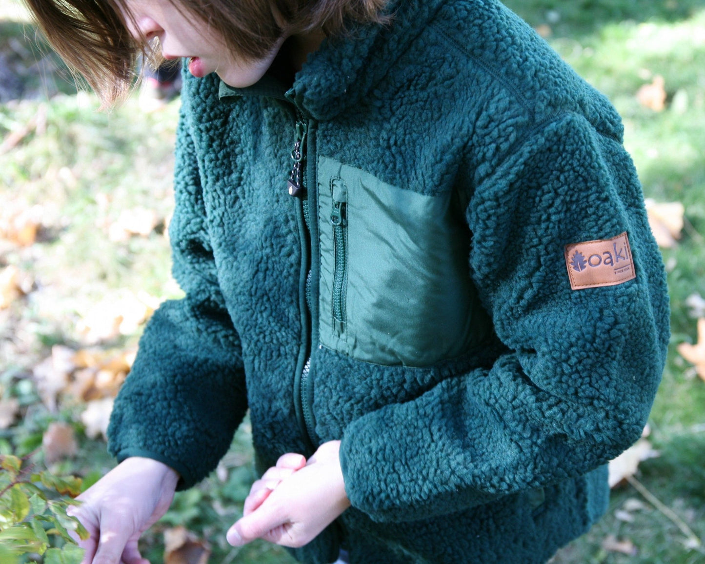 Kids Recycled Sherpa Fleece - Forest Green - Bossy Beans