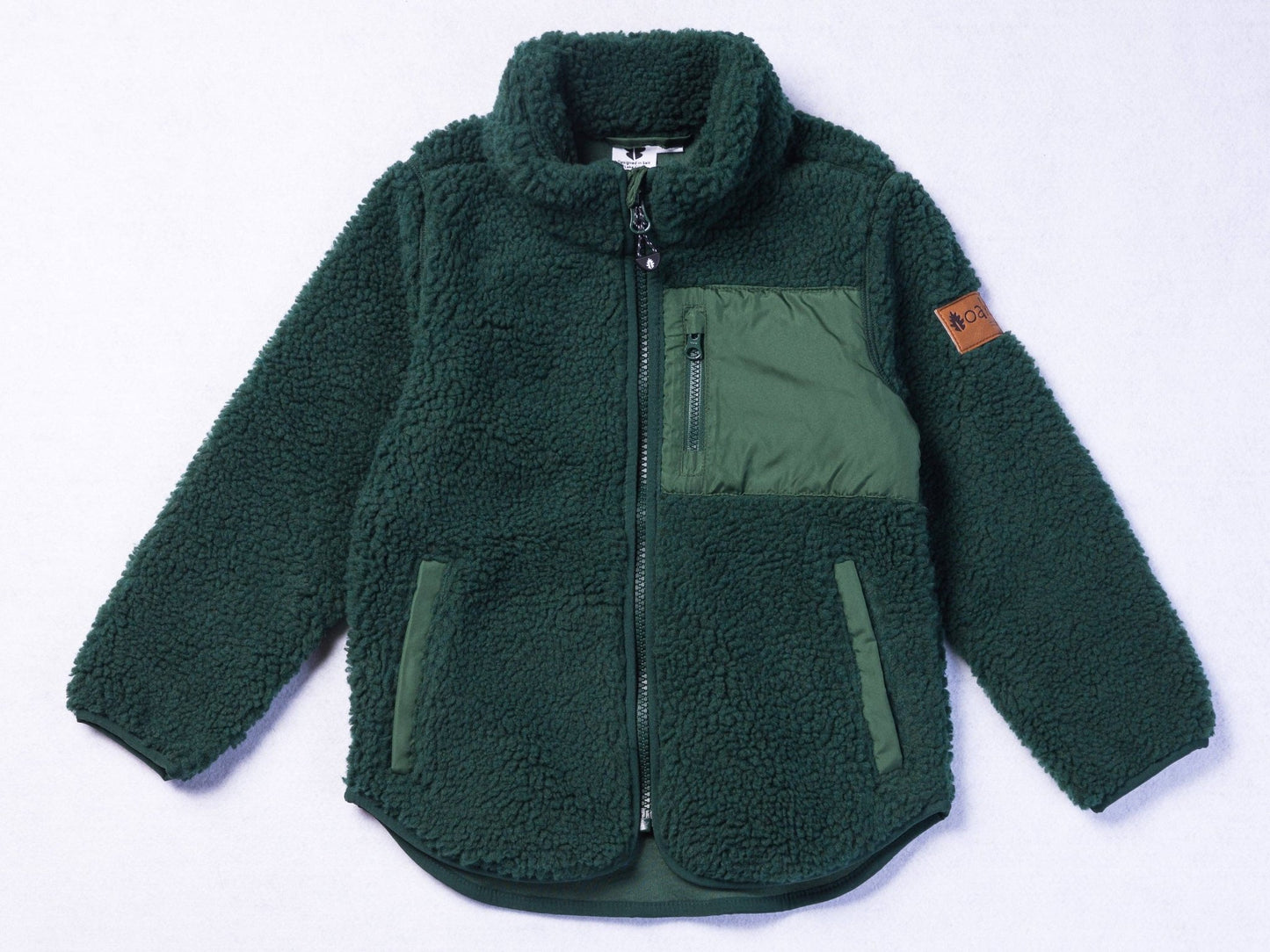Kids Recycled Sherpa Fleece - Forest Green - Bossy Beans