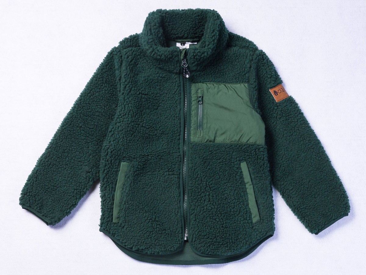 Kids Recycled Sherpa Fleece - Forest Green - Bossy Beans