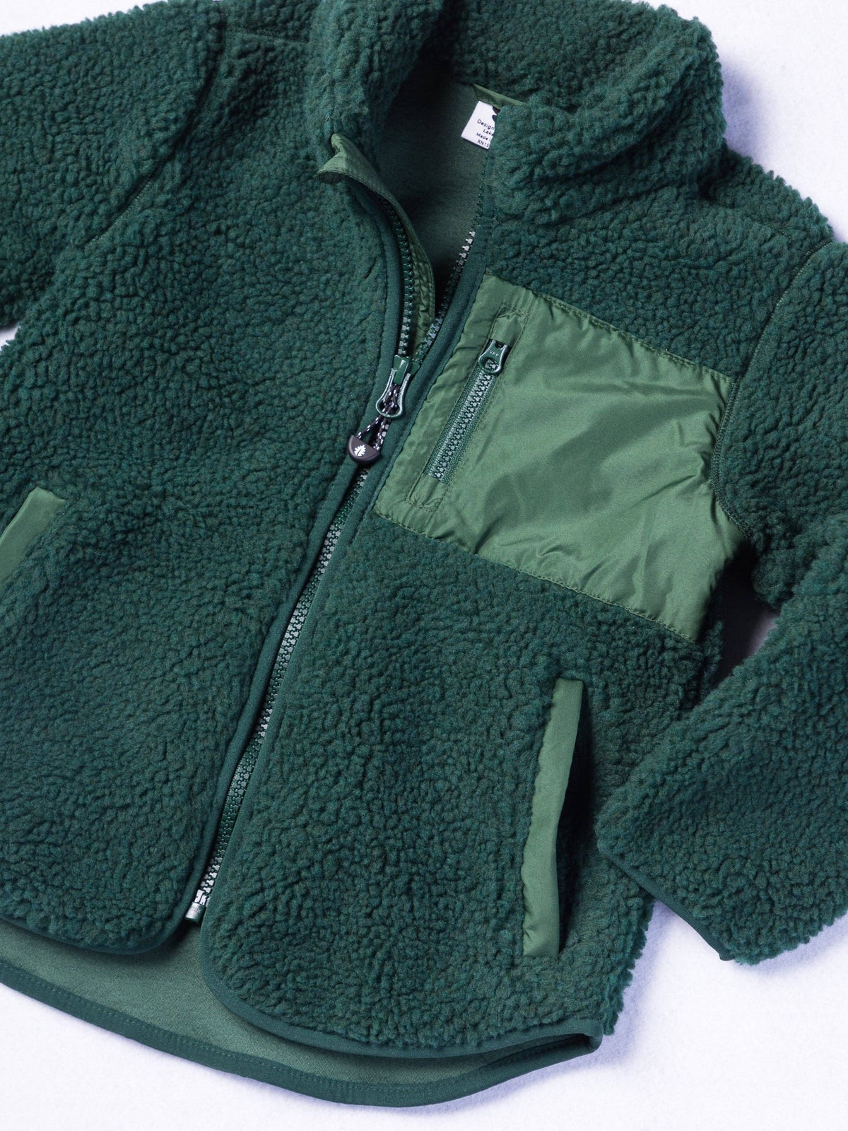 Kids Recycled Sherpa Fleece - Forest Green - Bossy Beans