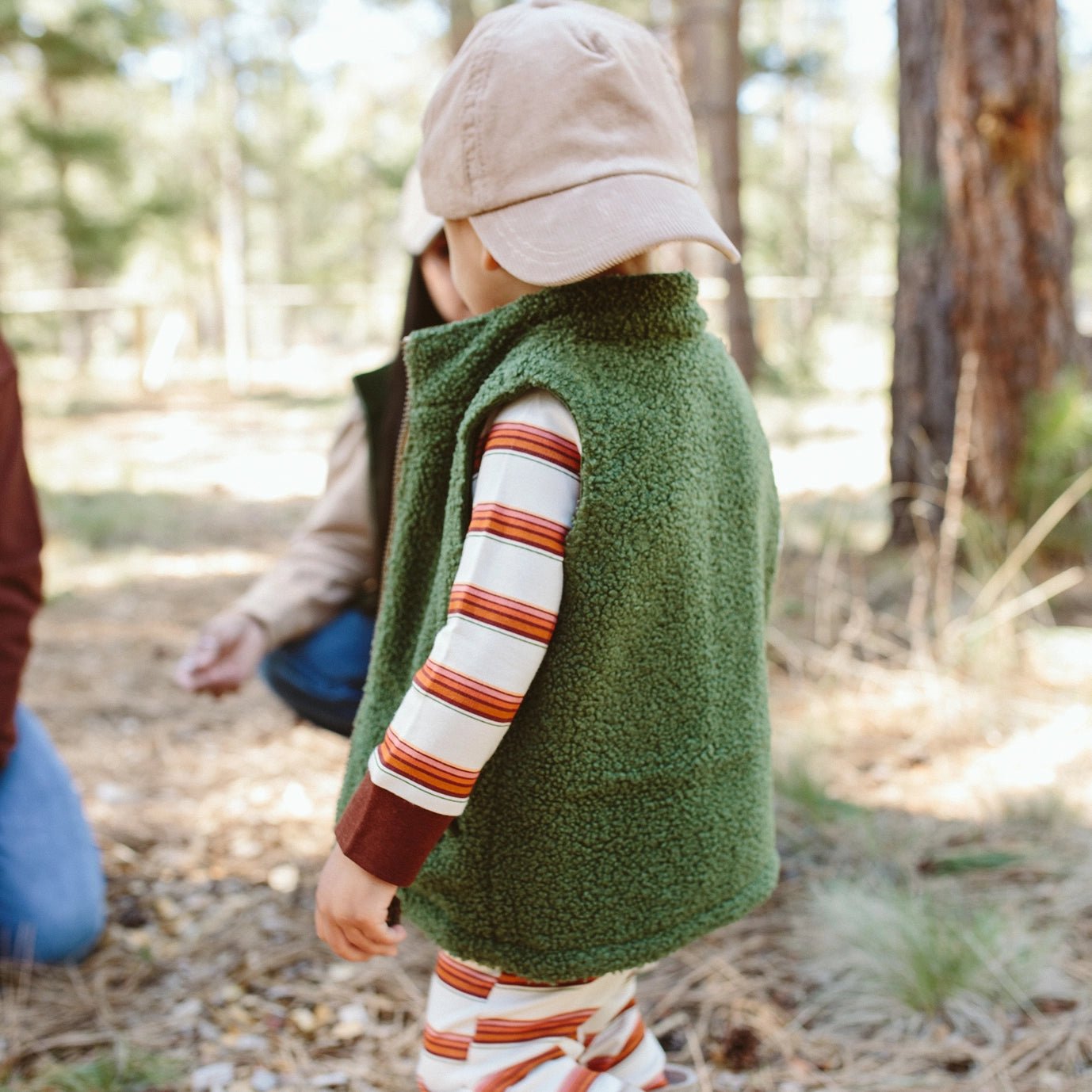 Kids Sherpa/Corduroy Reversible Vest - Spruce - Bossy Beans