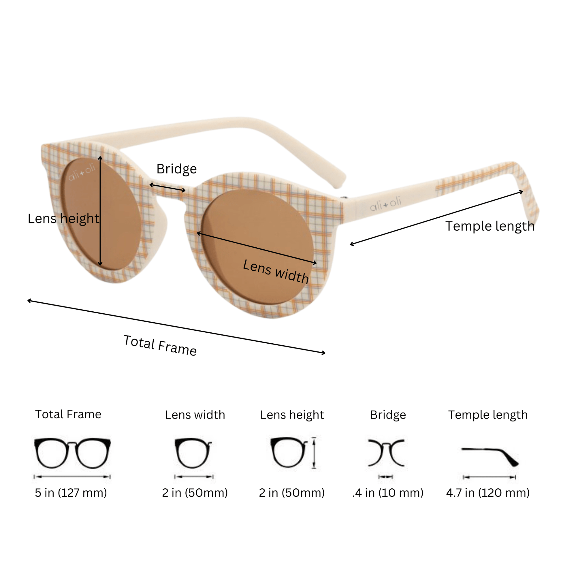Kids Sunglasses Round (Plaid) - Bossy Beans