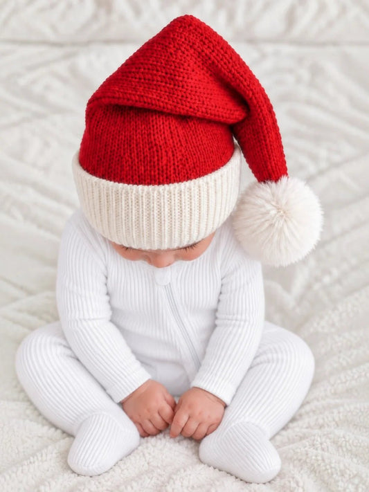 Knit Santa Hat - Red - Bossy Beans