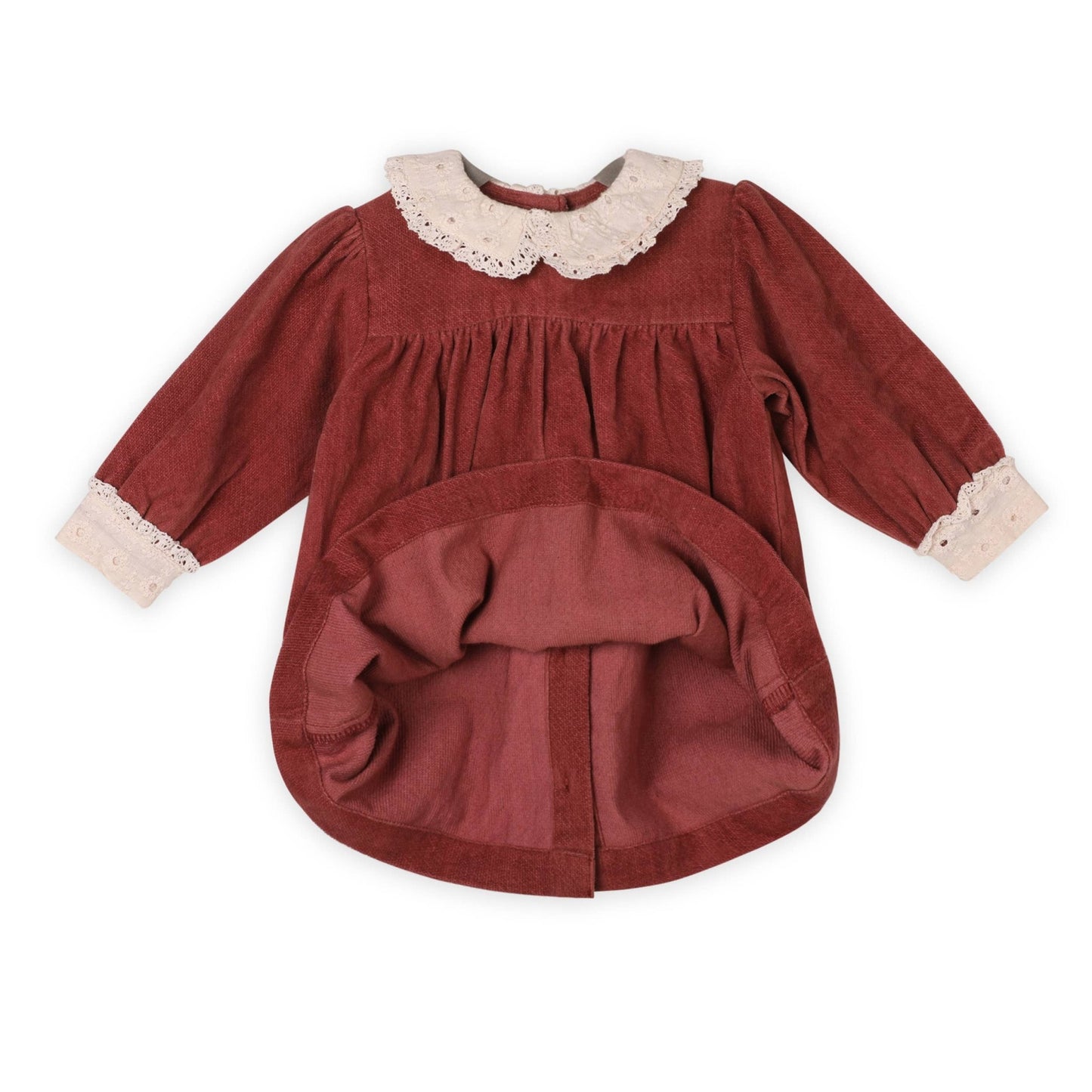Lace Collar Velvet Baby Girl Dress & Bloomer Set (Organic): Apple Butter - Bossy Beans