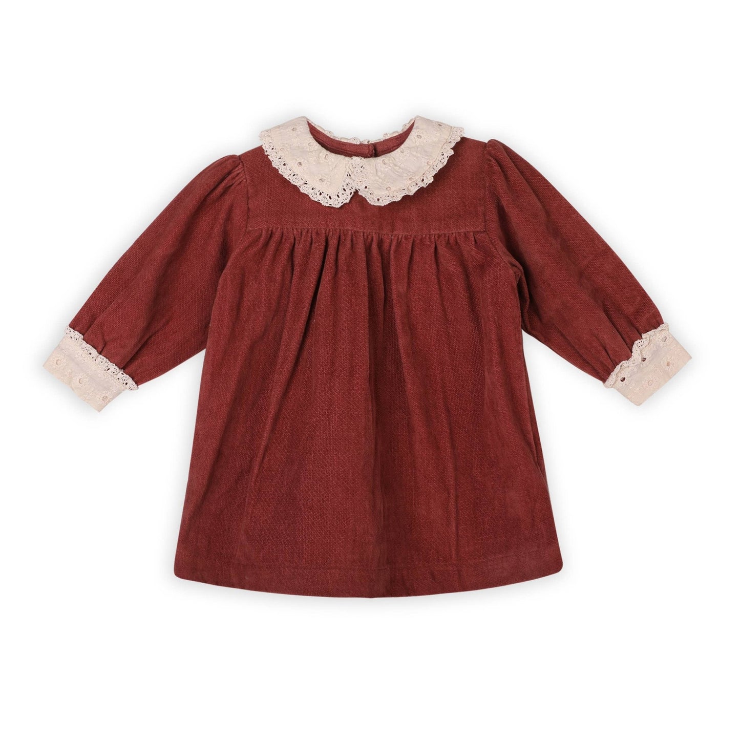 Lace Collar Velvet Baby Girl Dress & Bloomer Set (Organic): Apple Butter - Bossy Beans