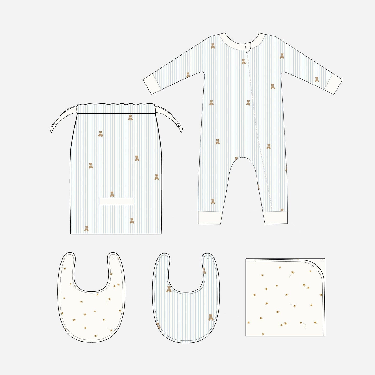 Layette Set Bear Bee - Newborn - Baby Shower - Welcome Home Gift - Bossy Beans
