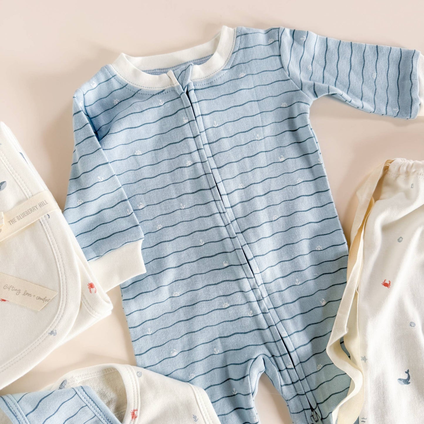 Layette Set Nautical Ocean - Organic Cotton - Baby Shower Gift - Bossy Beans