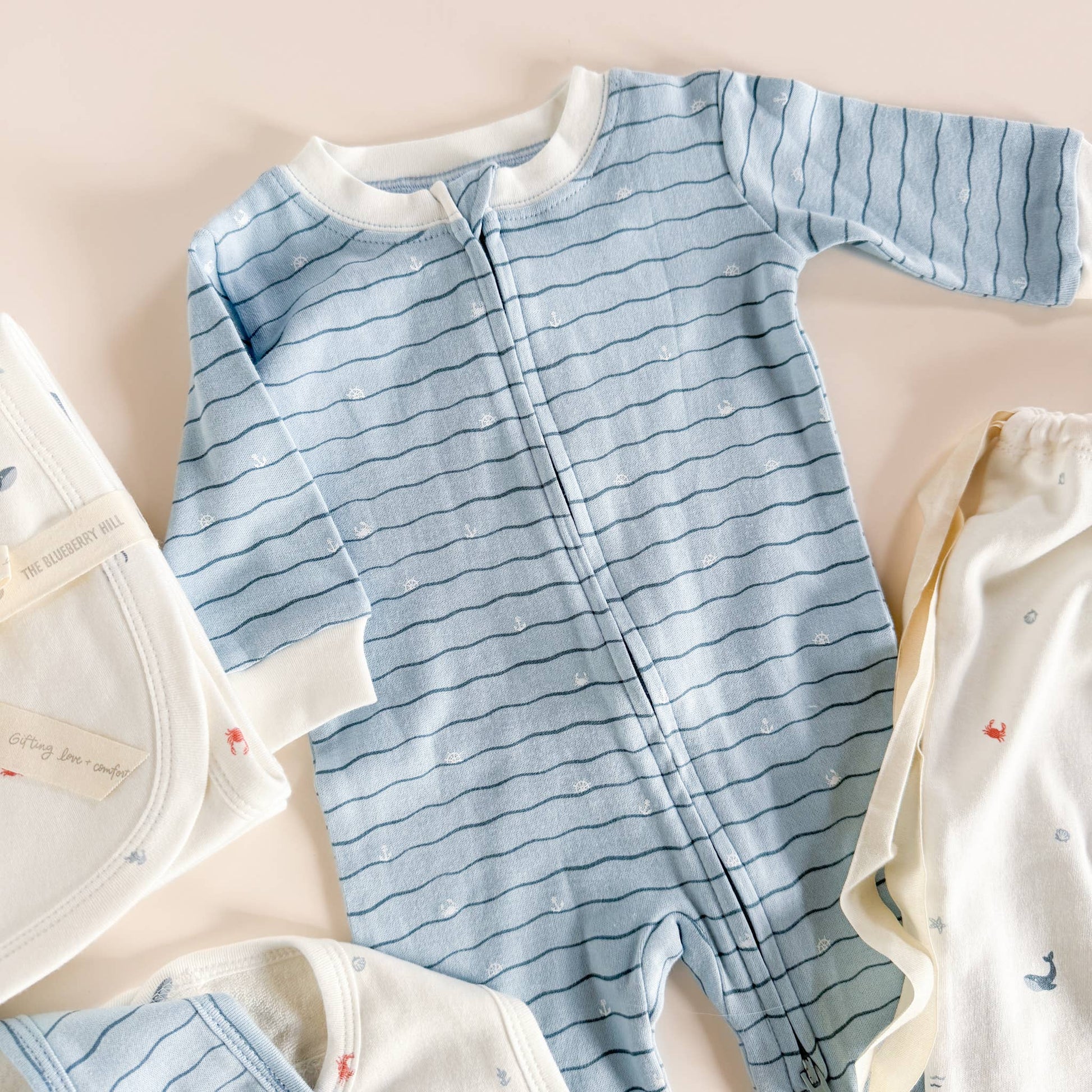 Layette Set Nautical Ocean - Organic Cotton - Baby Shower Gift - Bossy Beans