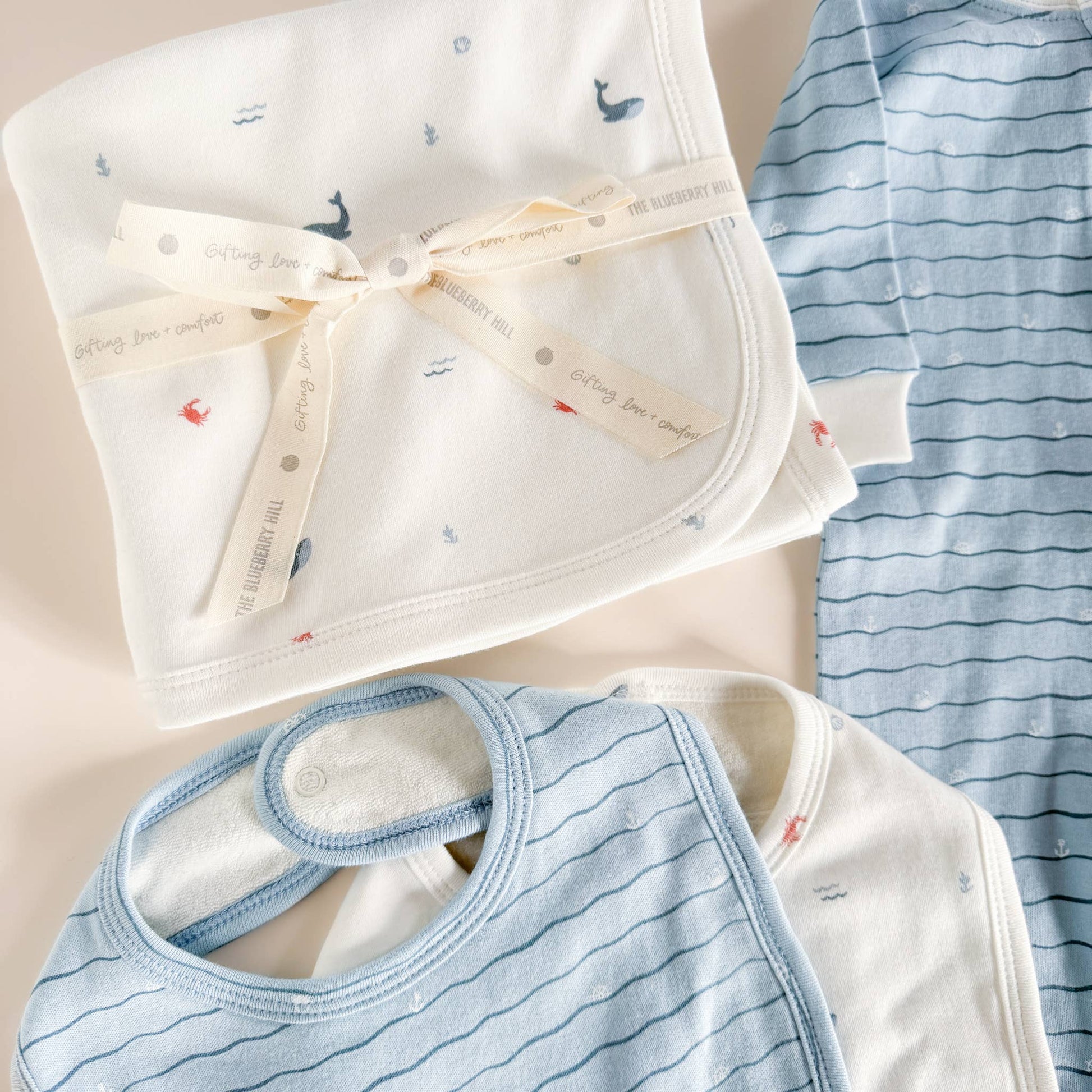Layette Set Nautical Ocean - Organic Cotton - Baby Shower Gift - Bossy Beans