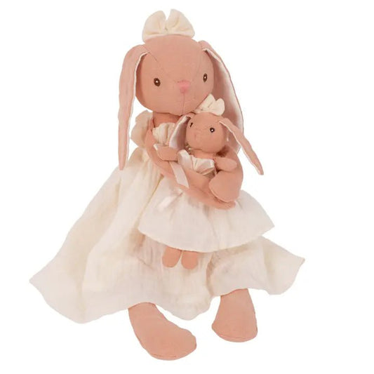 Levlovs Mom and Baby Bunny Linen Dolls   - Bossy Beans