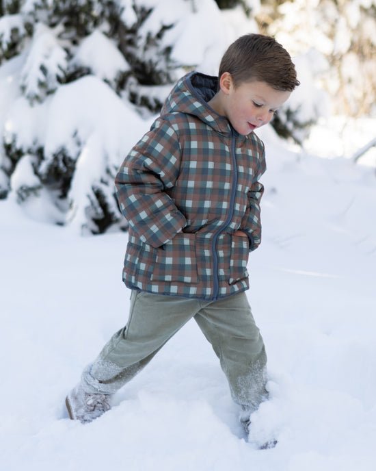 Lightweight Reversible Puffer: Midnight Check - Bossy Beans
