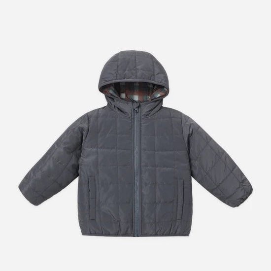 Lightweight Reversible Puffer: Midnight Check - Bossy Beans