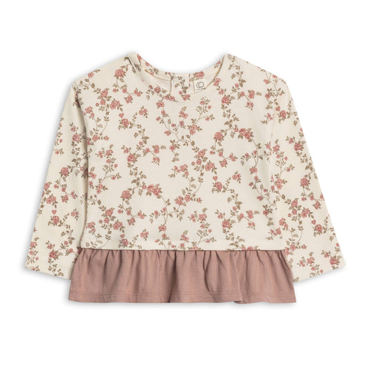 Lily Long Sleeve Ruffle Hem Top: Agnes Floral (Mauve) - Bossy Beans