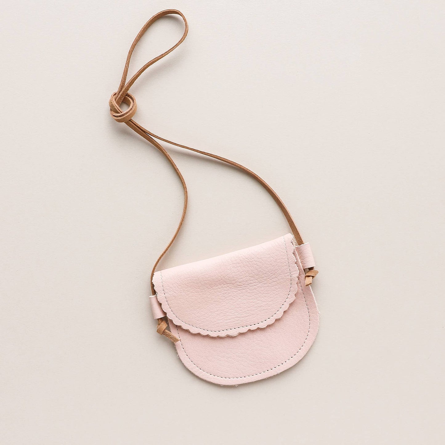 Little Girl Scalloped Leather Purse in Light Pink - Bossy Beans