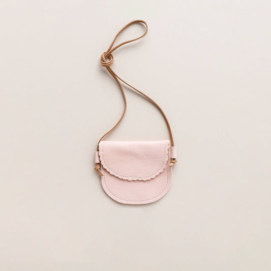 Little Girl Scalloped Leather Purse in Light Pink - Bossy Beans