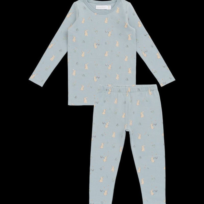 Long Sleeve Pyjama Set - Lapin Jardin Blue - Bossy Beans