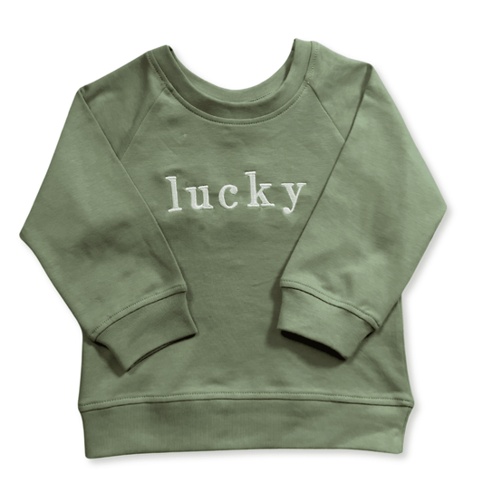 Lucky Organic Baby & Kids Pullover - Thyme - Bossy Beans